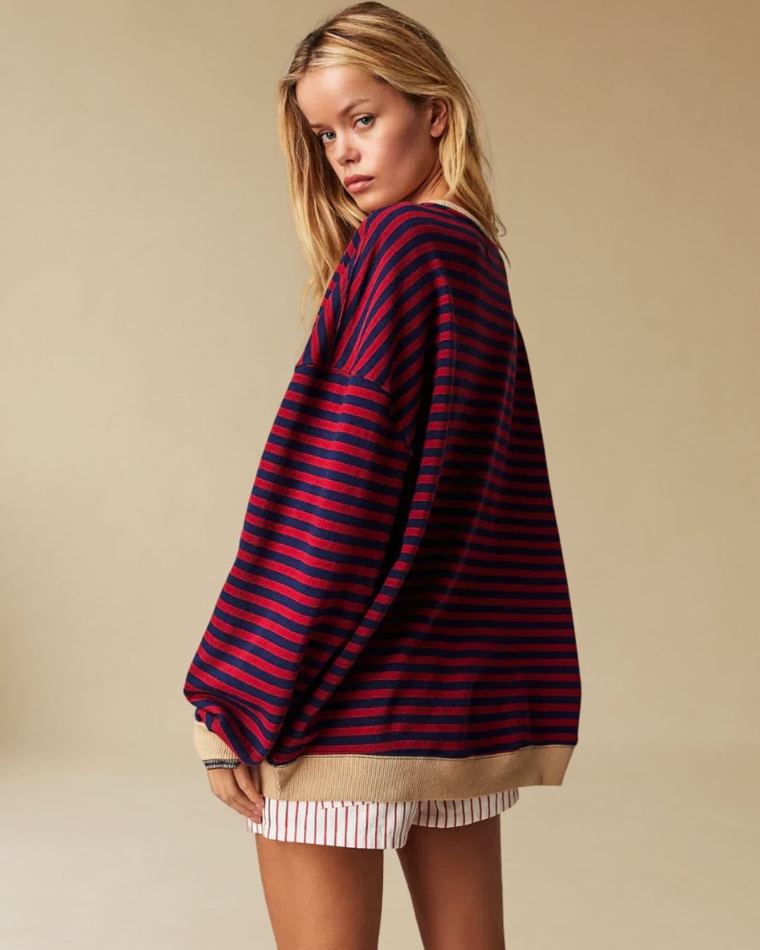 MODAWAWA | Oversizowy sweter w paski