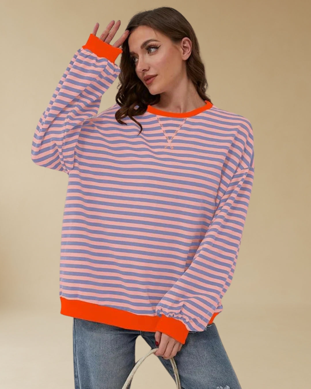 MODAWAWA | Oversizowy sweter w paski