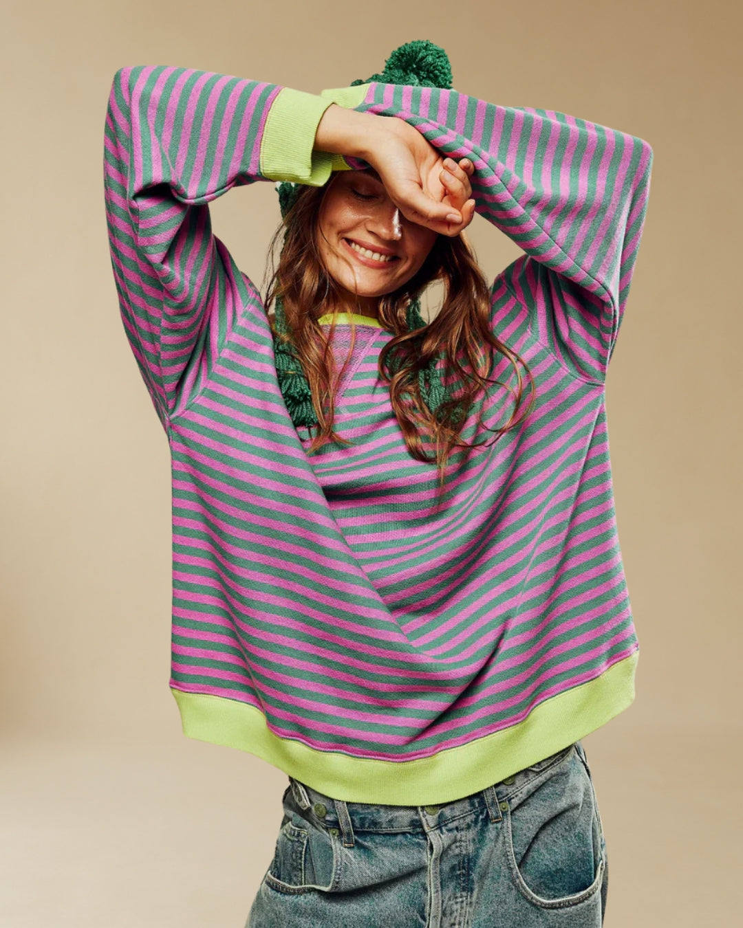 MODAWAWA | Oversizowy sweter w paski