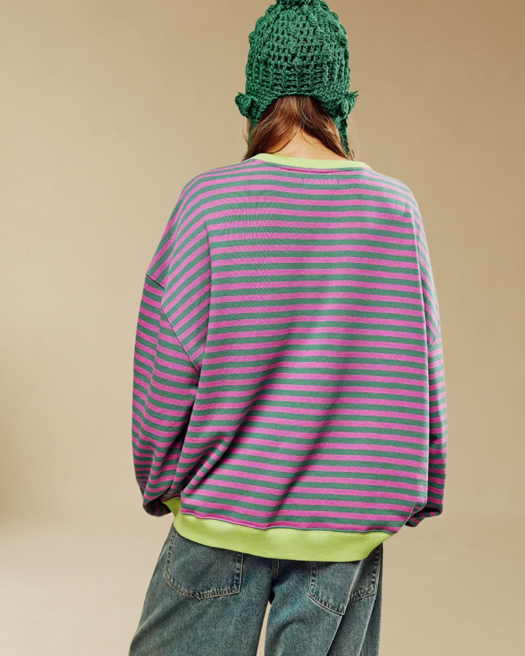 MODAWAWA | Oversizowy sweter w paski