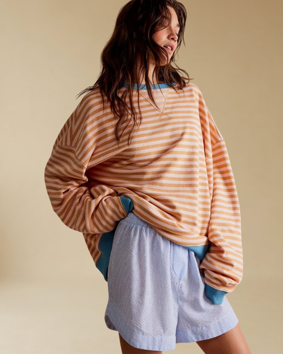 MODAWAWA | Oversizowy sweter w paski