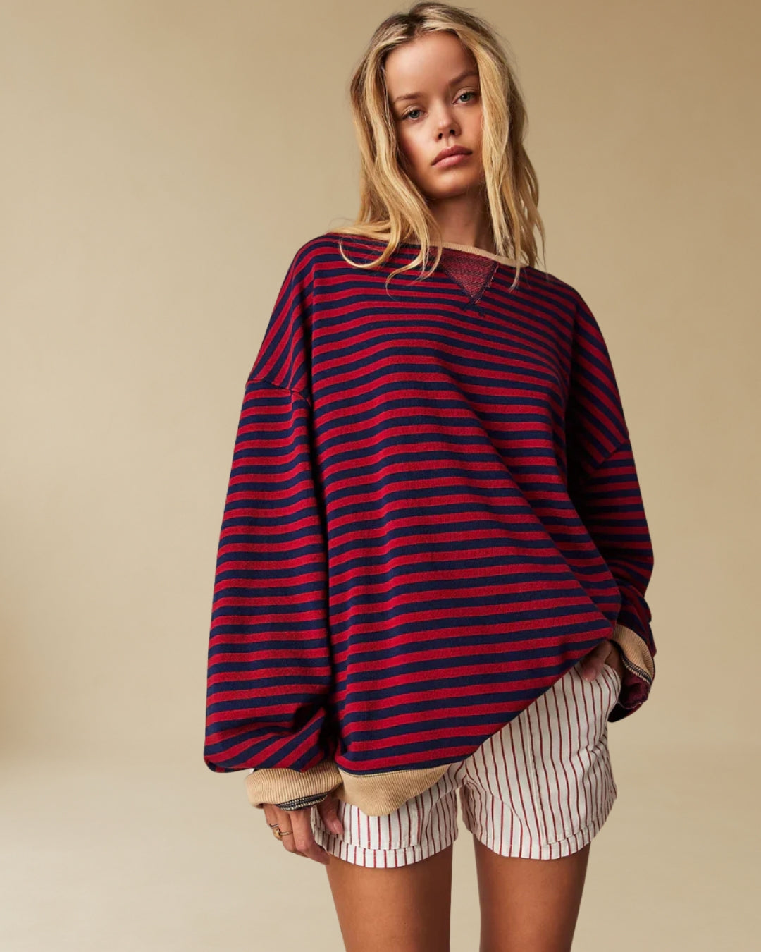 MODAWAWA | Oversizowy sweter w paski