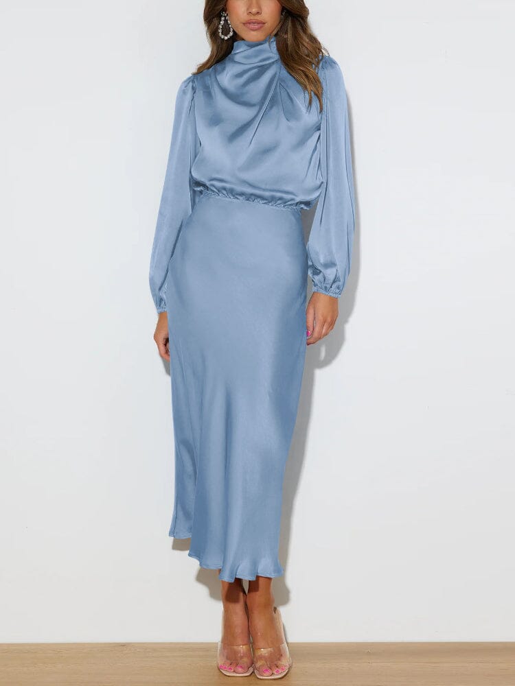 Evelyn™ | Elegancka Jedwabna Sukienka z Długim Rękawem