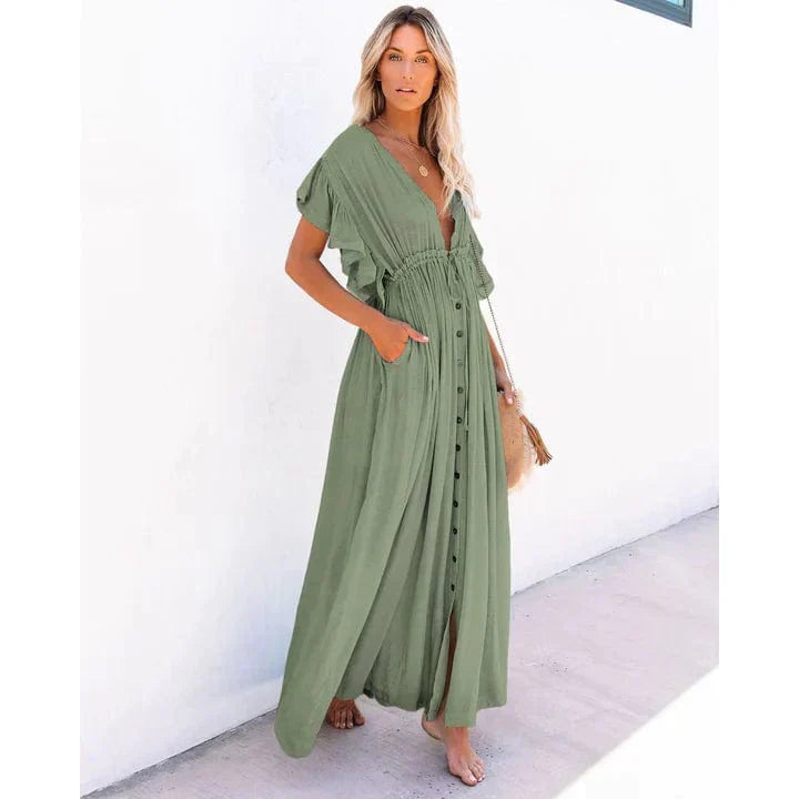 Alicja™ - Maxi Zielona Ibiza Sukienka Plażowa