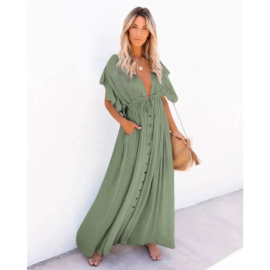 Alicja™ - Maxi Zielona Ibiza Sukienka Plażowa