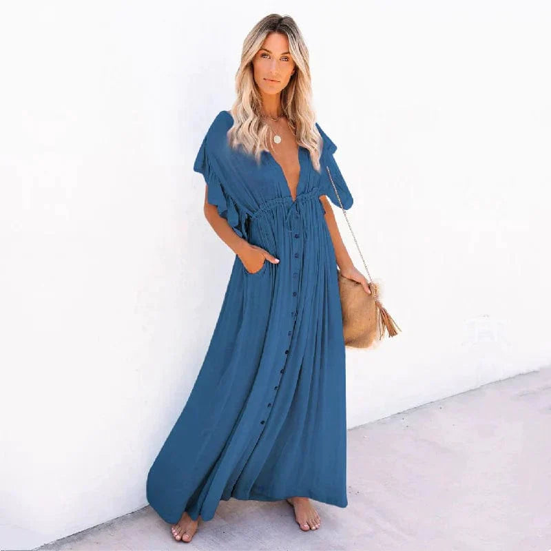 Angelika™ - Maxi Morski Niebieski Strój Plażowy Ibiza